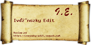 Ivánszky Edit névjegykártya